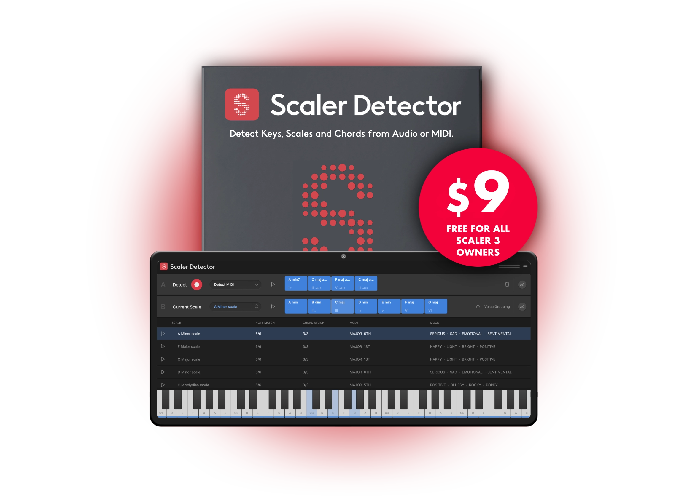 Scaler Detector - detect keys, scales, and chords from audio or MIDI.